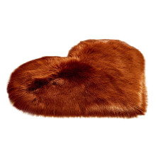 JeashCHAT Heart Shaped Fluffy Area Rug, Ultra Soft Faux Sheepskin Small Rug Compatible with Bedroom Living Room Sofa (15.7" x 19.6", Coffee)