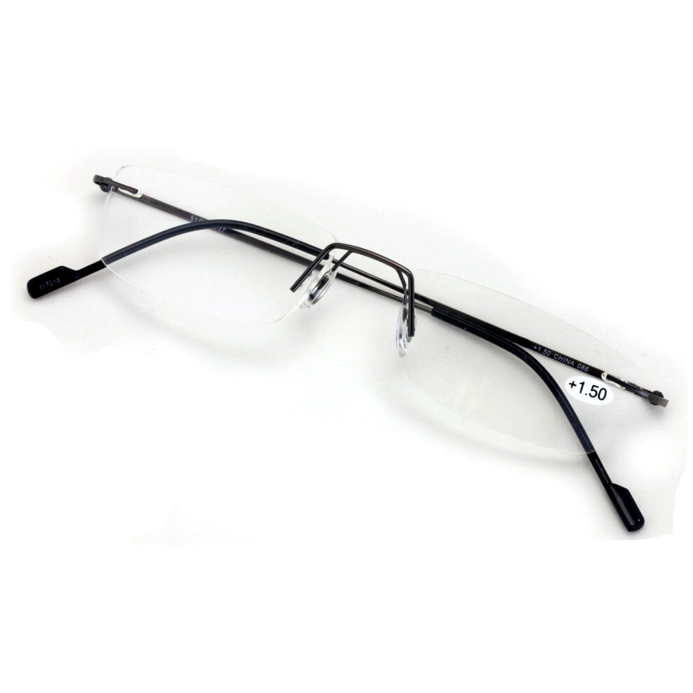 Full Rimless Lightweight Slim Sleek Low Profile Reading Glasses - Thin Classy Metal Smart Readers -Unisex