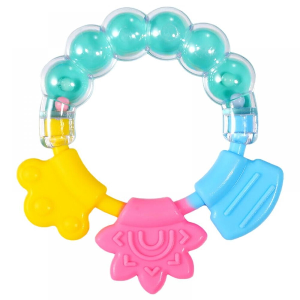 Baby Silicone Teether with Rattle, Silicone Rings and Raised Texture to Soothe Gums, Develop Sensory Skills,for Ages 3+ Months