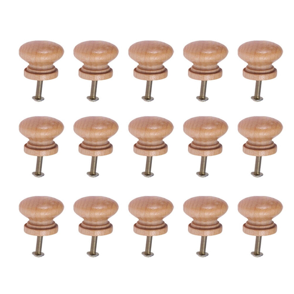 15Pcs Wooden Knobs Handle Mushroom Drawer Knobs Door Handle Knob With Screw For Cabinet Home Decor (Small Style) 9048212939542