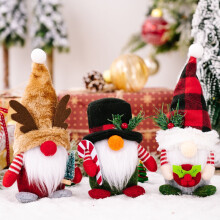 Decor de Crăciun din pluș cu gnomi lucrați manual, compatibili cu ornamentele pitice Staghorn Rudolph, păpușă de masă de bucătărie