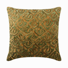 Housses de coussin décoratives dorées 45 x 45 cm en velours et sequins, motif abstrait style moderne - Jardin labyrinthe