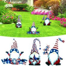 Wzzjkit4th of July Tuinstekers, Patriottische Grote Kabouter Tuindecoratie voor Onafhankelijkheidsdag, Memorial Day, Veteranendag, Rood Wit Blauw