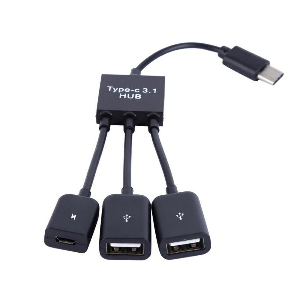 3In1 Power Charge Adapter Type-C 3.1 Hub Male To Dual Usb 2.0 Female Otg Cord Multi Charging 9048212989127
