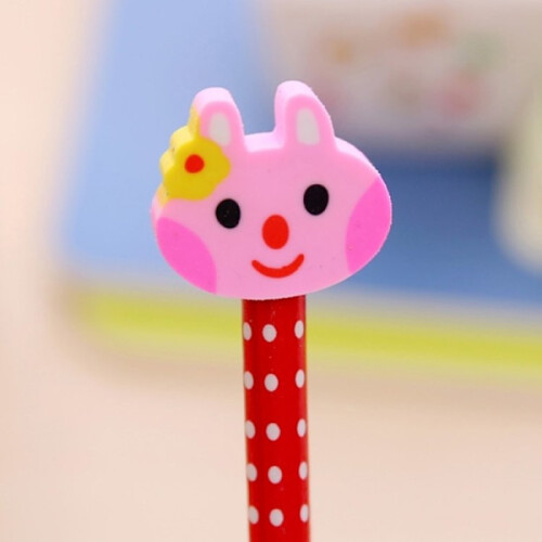 Confezione da 5 matite/penne con gomma - Animali multicolore 2