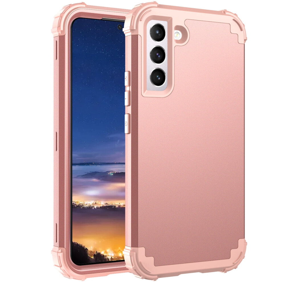 Compatible With Samsung Galaxy S22 Plus Case, 3 In 1 Hybrid Heavy Duty Rugged Shockproof Defender Cover - Rosegold, Fits 6.6" S22+ 5G 9048212991489