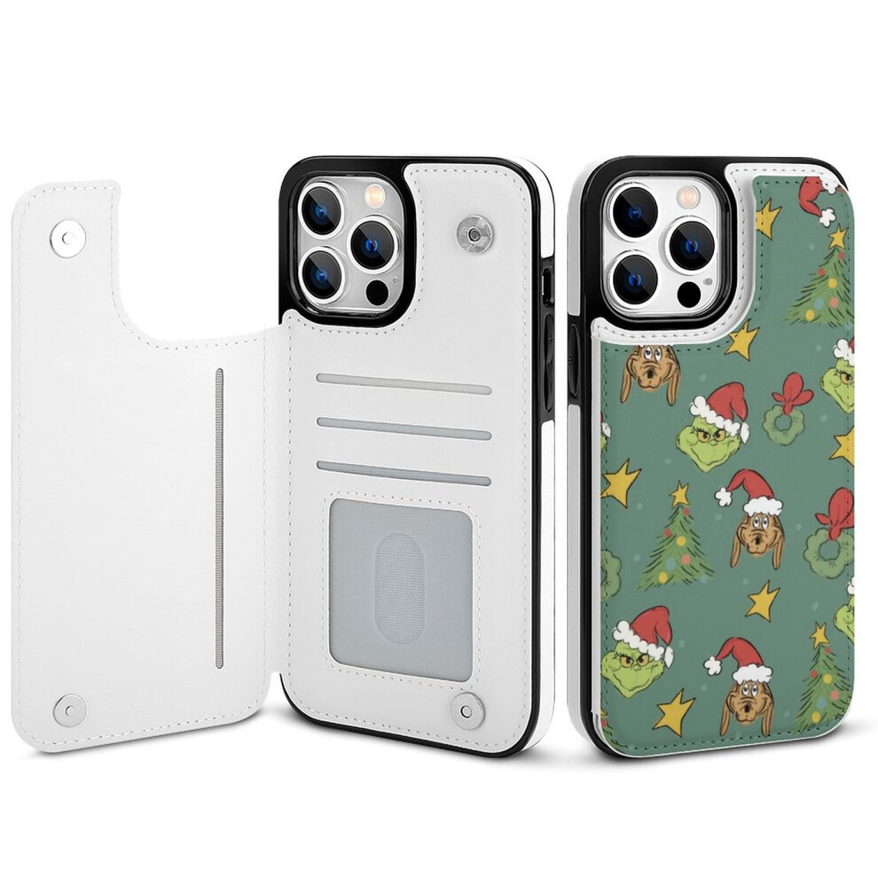 The Grinch Compatible Iphone 14 Pro Max Wallet Case With Card Holder, Pu Leather Folio, Magnetic Clasp & Shockproof Cover For Women 9048212991557
