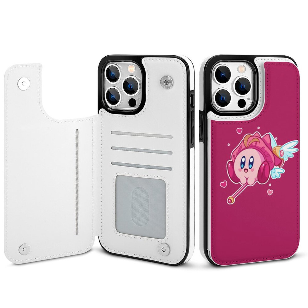 Kirby Compatible Iphone 14 Pro Max Wallet Case With Card Holder, Pu Leather Flip Folio, Magnetic Clasp & Shockproof Cover For Women 9048212991496