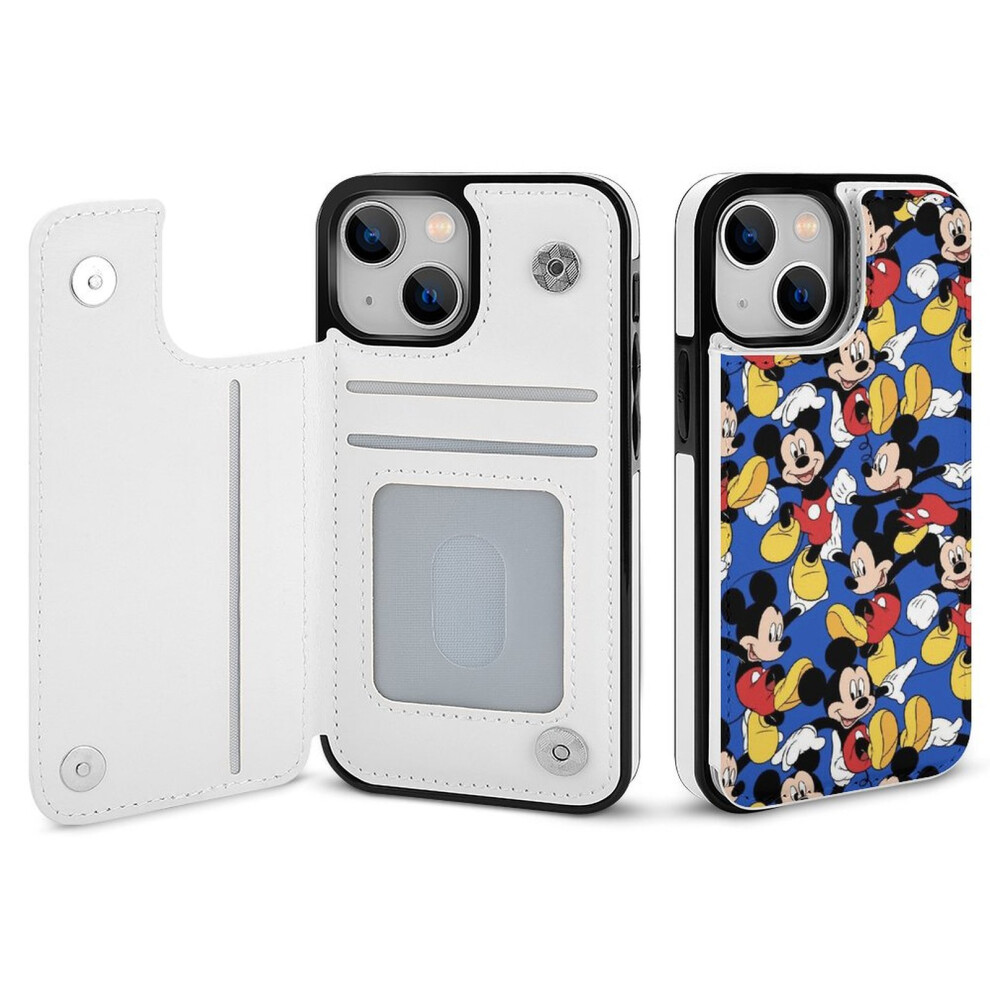 Mickey Mouse Compatible Iphone 14 Wallet Case With Card Holder, Pu Leather Folio Case With Kickstand, Magnetic Clasp, Shockproof Cover For Women 9048212991649