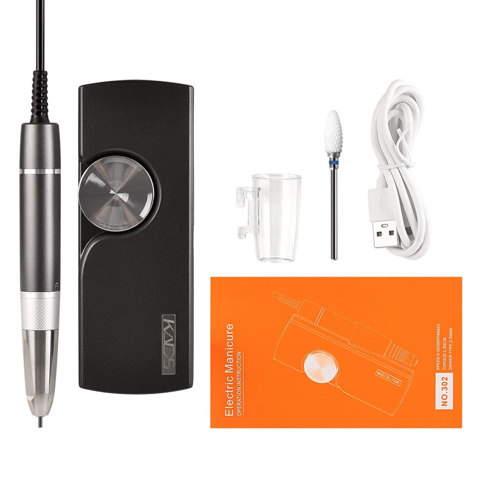 Electric Nail Drill 35000RPM Rechargeable Nail File for Acrylic Nails Brushless Low Noise Salon Use