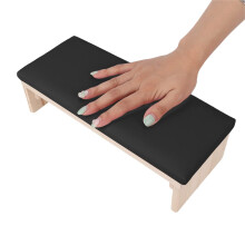 Nail Arm Rest PU Leather Cushion with Ergonomic Support and Solid Wood Base for Manicure