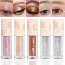 5 Pcs Long Lasting Liquid Glitter Eyeshadow Set, Pigmented Metallic Eye Shadow Gel Kit