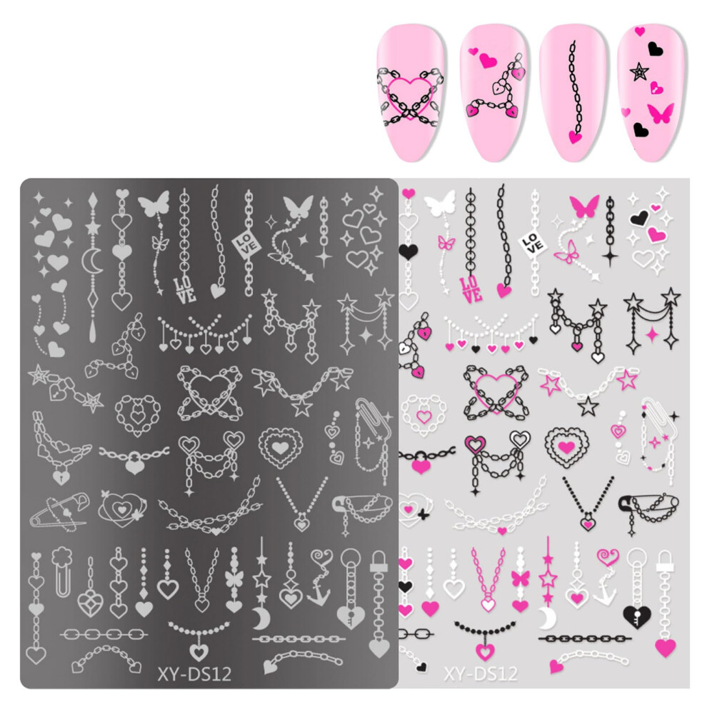 French Nail Stamping Plates with Flower Designs for Precise French Tips and Easy Manicure Stencils