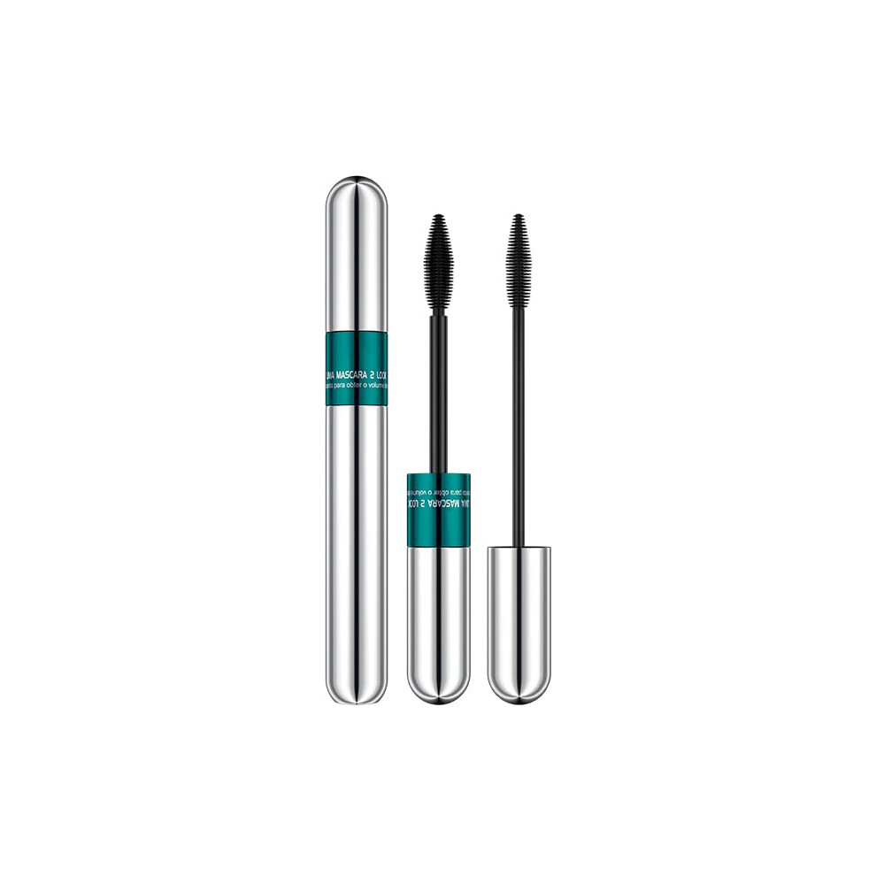 Waterproof Mascara Set 4D Silk Fiber Dual Brush LongLasting Smudge Proof Lash Lengthening 2pcs