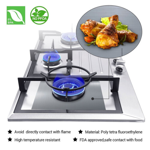 WinysinReusable4PCS Αλουμινένιο Φύλλο Αερίου Προστατευτικό Κάλυμμα Καυστήρα Σόμπας 2