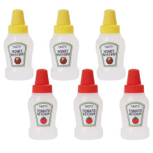 Set di 6 mini dispenser per ketchup, portatili, a prova di perdite, bottigliette a pressione per condimenti, piccoli contenitori per salsa di