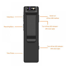Portable 1080P Mini Camera with Night Vision, Body Cam Recorder, Magnetic, Supports TF Card up to 32G (not included)