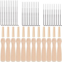 Felting Needles Set with 3 Sizes, Compatible with Wool Felting Tools, 12pcs Wooden Punch Needle Holder Handles for Beginners Crafts