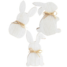 3 piezas de conejitos de Pascua de madera para manualidades, con forma de conejo, para pintar y dibujar.