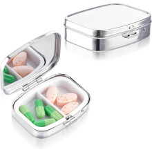 2 piluliers en acier inoxydable avec 2 compartiments