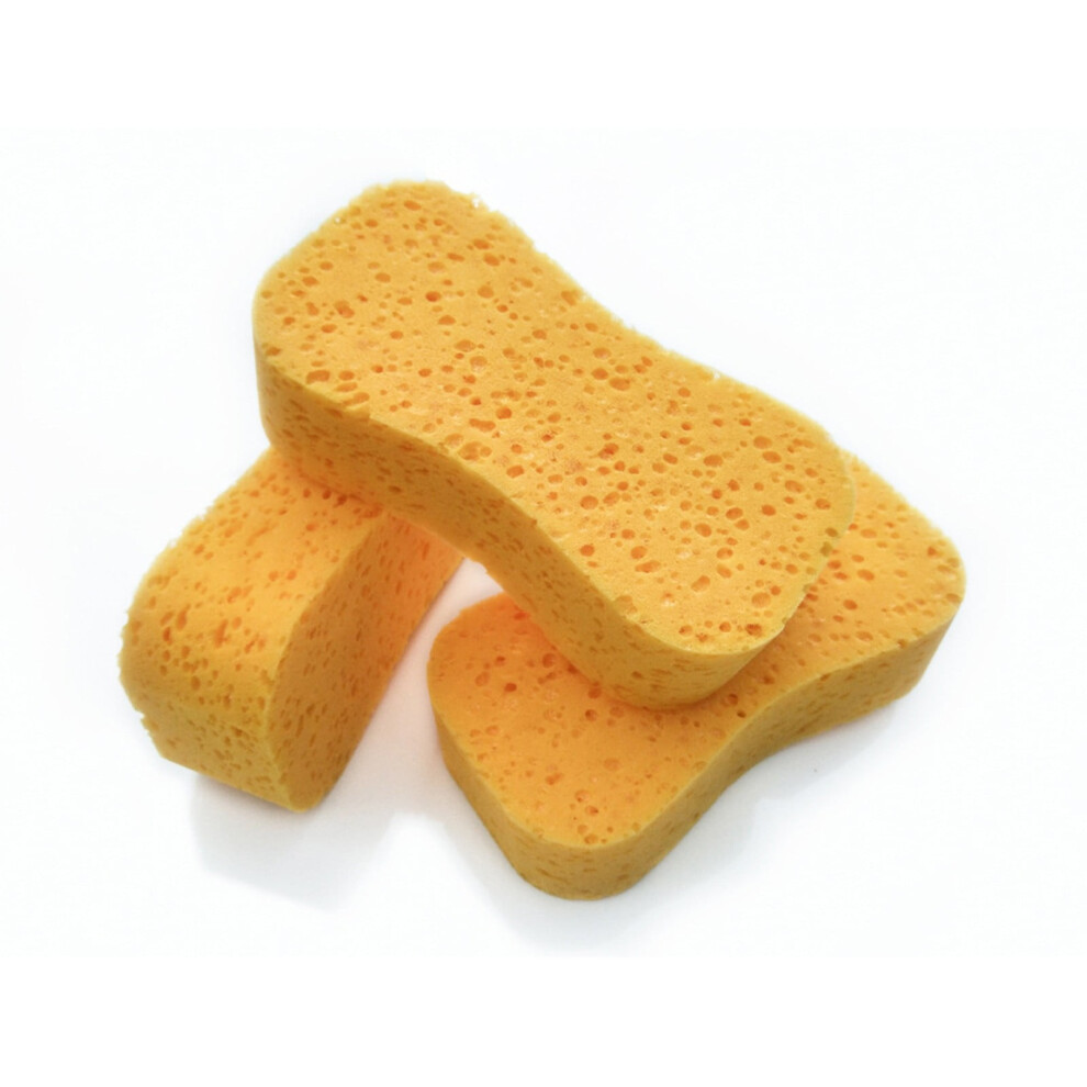 3Pcs Car Wash Sponge, Large Cleaning Sponges, All Purpose Kitchen Bathroom Scrubber, Easy Grip Thick Foam - Compatible With Giant Bone 9048212175353
