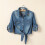 Honeeladyy Εκκαθάριση κάτω των 10$ Γυναικεία τζιν Chambray Crop Tops με μανίκια και δέσιμο 2