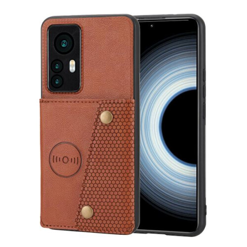 Compatível com Xiaomi Mi12T Pro - Capa prática com compartimento para cartão, marrom claro