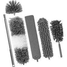 Ensemble de 6 plumeaux télescopiques, plumeaux araignée, plumeaux en microfibre lavables pour divers nettoyages, ressort télescopique pour