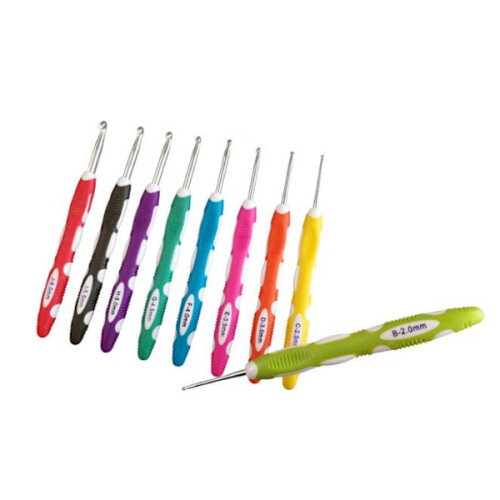 N022 - Set de 9 croșete ergonomice multicolore, mărime unică