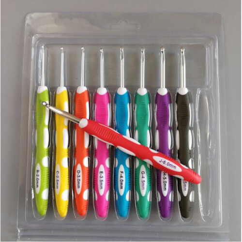 N022 - Set de 9 croșete ergonomice multicolore, mărime unică 1