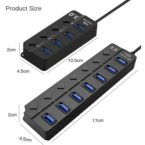 Switch Hub3.0 Splitter Hub Port Expander USB Computer Splitter7Port3.0Hub 1