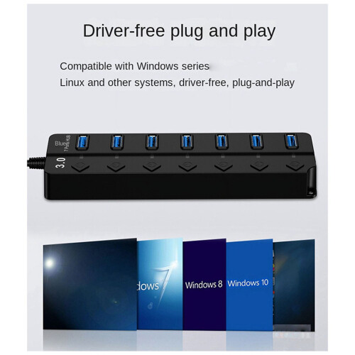 Switch Hub3.0 Splitter Hub Port Expander USB Computer Splitter7Port3.0Hub 2