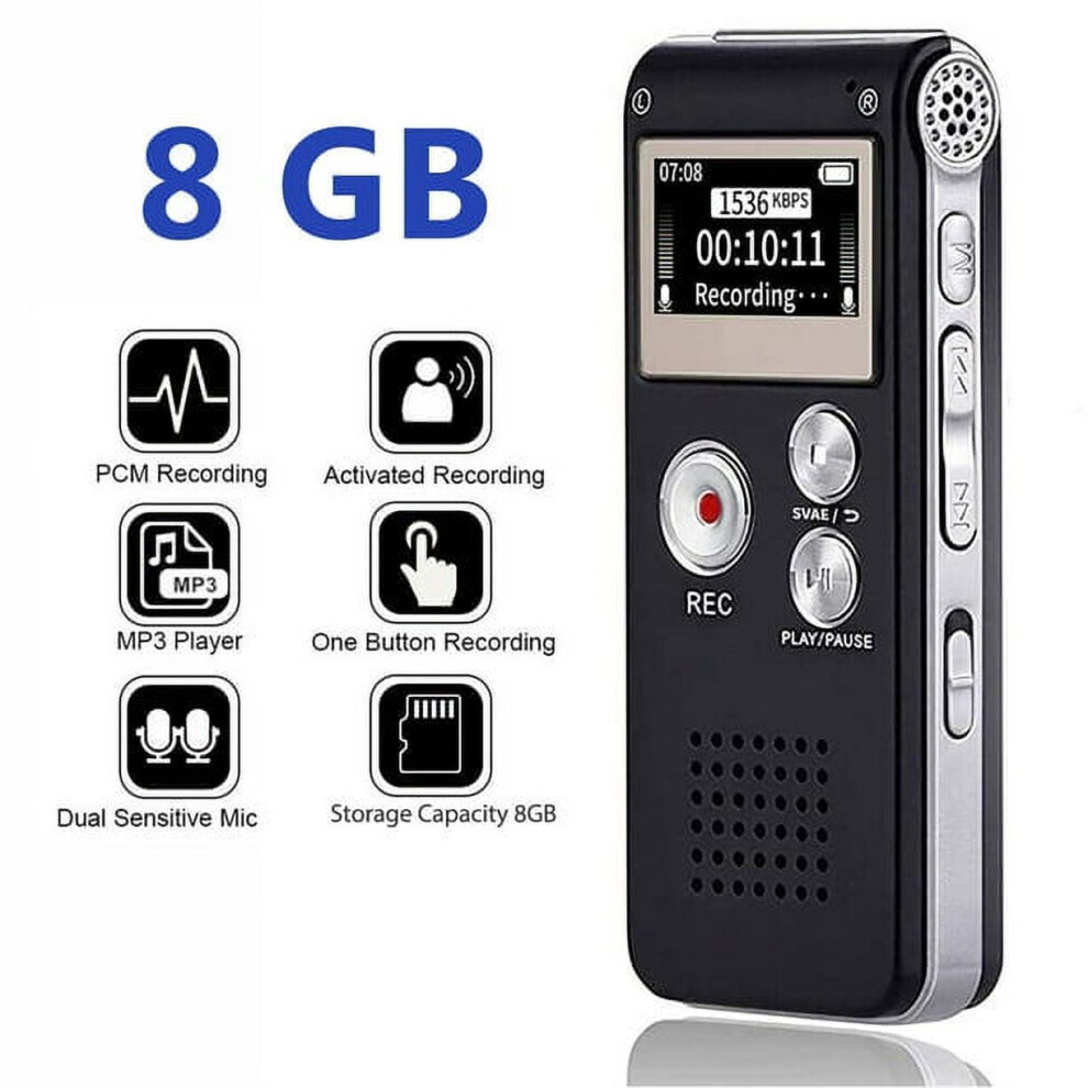 Electronicstar Voice Activated 8Gb Mini Portable Tape Dictaphone Voice Recorder 9048212893646