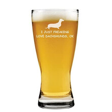 15oz Beer Pilsner Glass I Just Freaking Love Dachshunds Funny