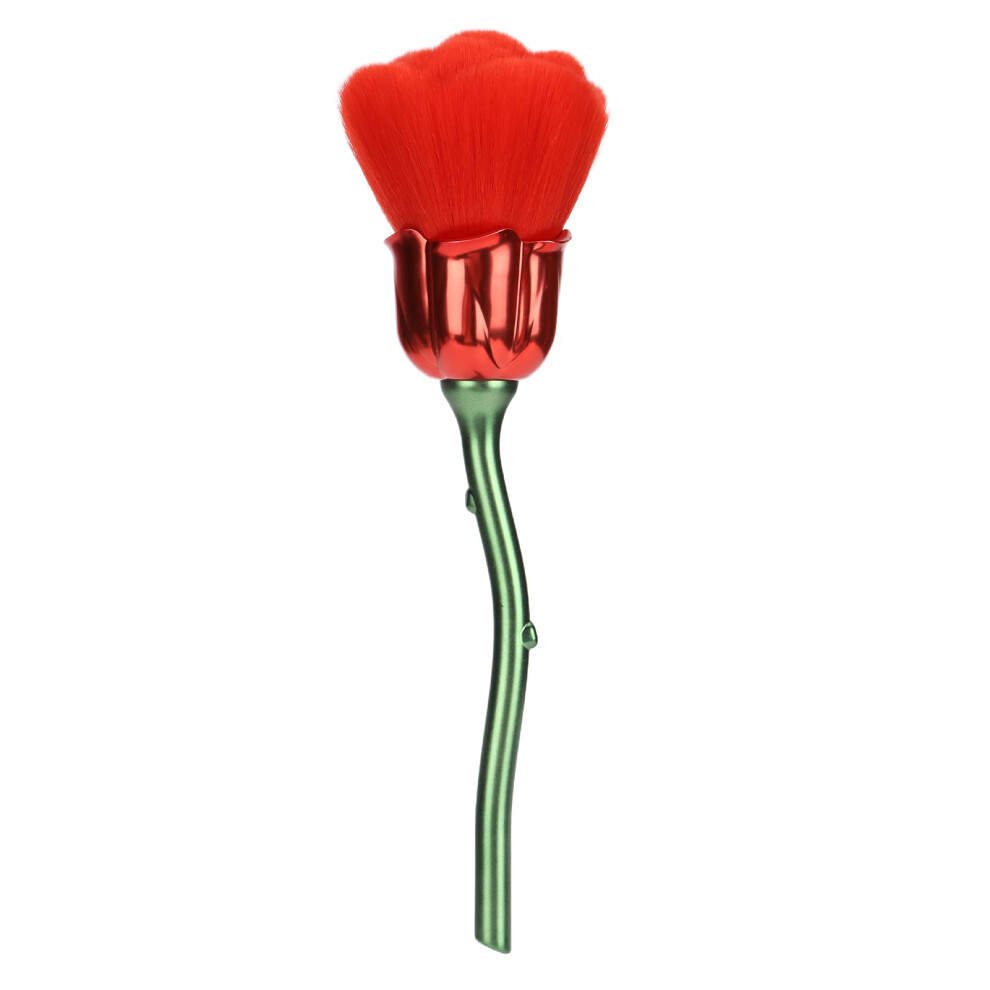 Light Rose Shaped Nail Dust Brush With Soft Nylon Bristles, Dual Use Makeup Powder Brush 06