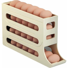 Soporte para huevos para refrigerador, dispensador automático de huevos de 4 niveles para refrigerador, estante para huevos que ahorra espacio,