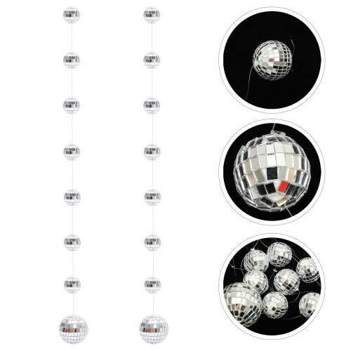 Silver Disco Ball with String for 70s Party 2
