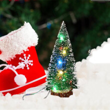 Mini sapin de Noël avec lumières LED - Décorations de Noël de bureau, compatibles avec la décoration intérieure, les ornements et les