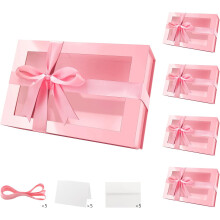 5 grandes boîtes cadeaux roses (13,5 x 9 x 4,1 pouces) - Couvercles magnétiques, rubans et cartes inclus - Parfaites pour les demandes en mariage