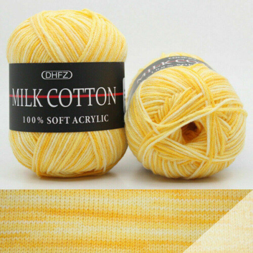 23Χρώματα Πλέξιμο Πλεκτό Νήμα Milk Soft Baby Cotton Wool Μικτή Εργασία Lots2Rolls - Κίτρινο 1