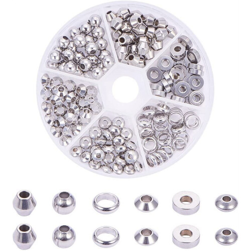 180PCS8Styles Αποστάτες από ανοξείδωτο χάλυβα για κατασκευή κοσμημάτων Πακέτο