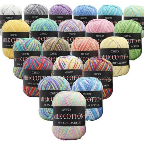 23Χρώματα Πλέξιμο Πλεκτό Νήμα Milk Soft Baby Cotton Wool Μικτή Εργασία Lots2Rolls - Κίτρινο