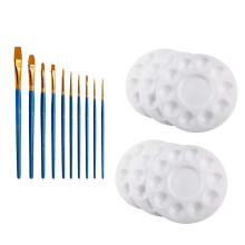 Utoimkio 6 Pack Kids Paint Tray Palettes with 10 Brushes, compatible with standard paint cups, ideal for kids birthday gifts
