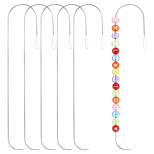 Mizh 6pcs Bead Spinners Needles Clip Shape Beading Needles Small Beads Stringing Tools 2