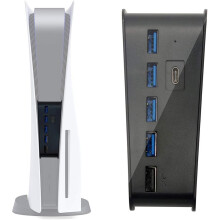 Ankey5Port USB Hub pre PS5, vysokorýchlostná rozširujúca nabíjačka USB Hub kompatibilná s hernou konzolou Playstation 5