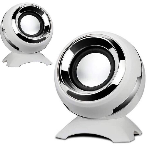 Altavoz USB para PC, mini altavoz de escritorio (blanco)