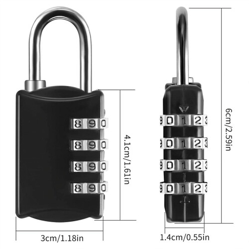 IMCBSTT , 4 Digit Lock with Metal Code Lock, Weatherproof, Suitcase Lock, Combination Lock for Locker,Gym Black 1