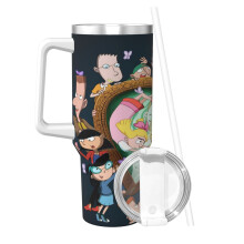 Termos izolat din oțel inoxidabil pentru cafea caldă/rece, cu imprimeu Hey Arnold, 40 oz, Ice Bully, cu mâner