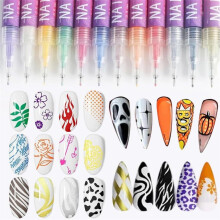 Nail Art Pens Set 12 Vivid Colors with Precision Liner Brushes, Quick Drying 3D Acrylic Kit for DIY