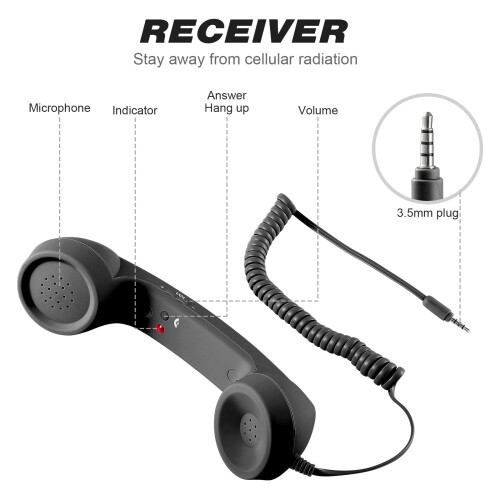 Eease Retro Handset met 3,5 mm microfoon en luidspreker voor telefoons/tablets 1